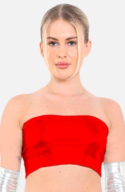 Crazy Chick Red Shiny Boob Tube