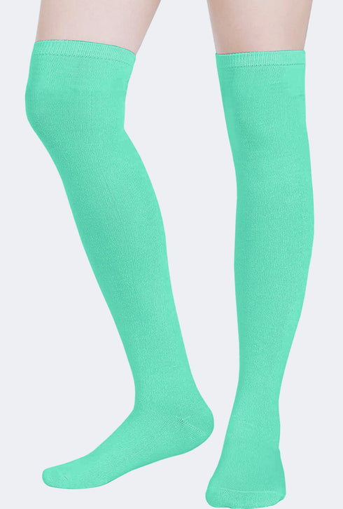 Ladies Girls Over the Knee Plain Socks