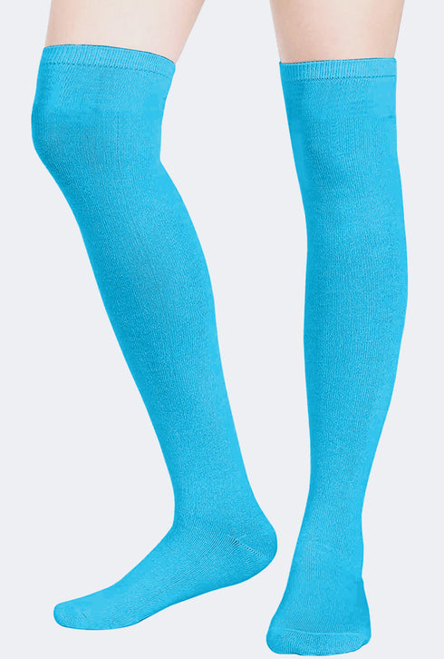 Ladies Girls Over the Knee Plain Socks