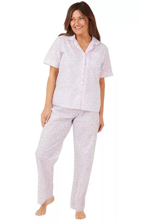 Ladies Floral Short Sleeve Poly Cotton Nightdress