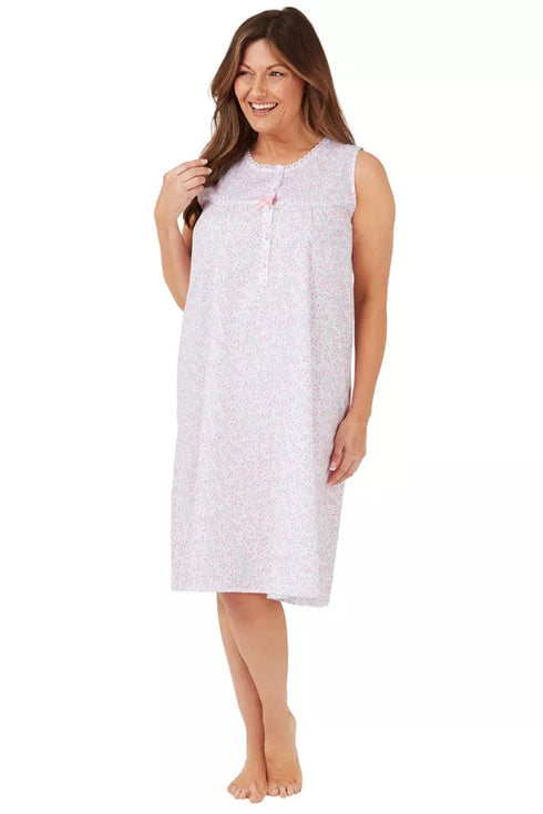adies PiFloral Sleeveless Poly Cotton Nightdress