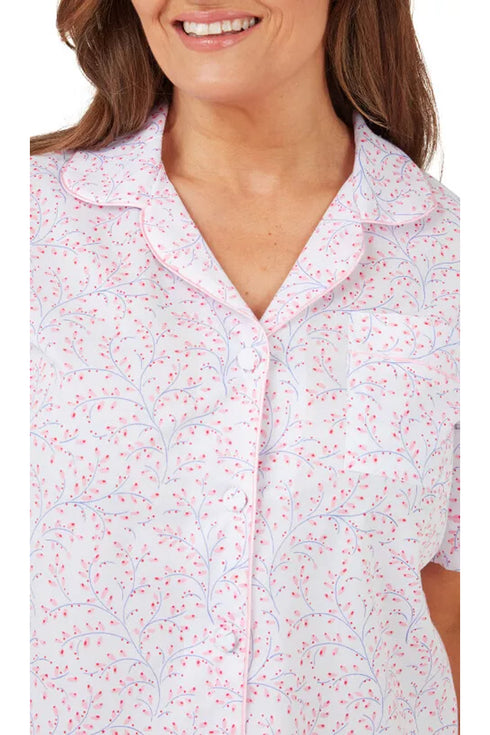 Ladies Floral Short Sleeve Poly Cotton Nightdress