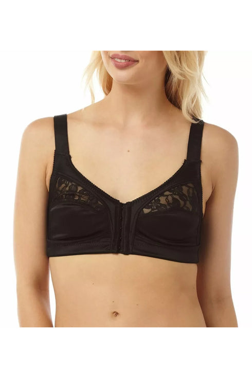 Women Black Soft Cup Non-Wired Front Fastening Bra
