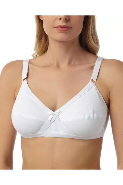 White 100% Cotton Cross Front Soft Cup Wireless Bra