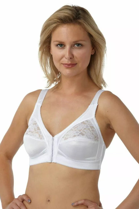 Women White Soft Cup Non-Wired Front Fastening Bra