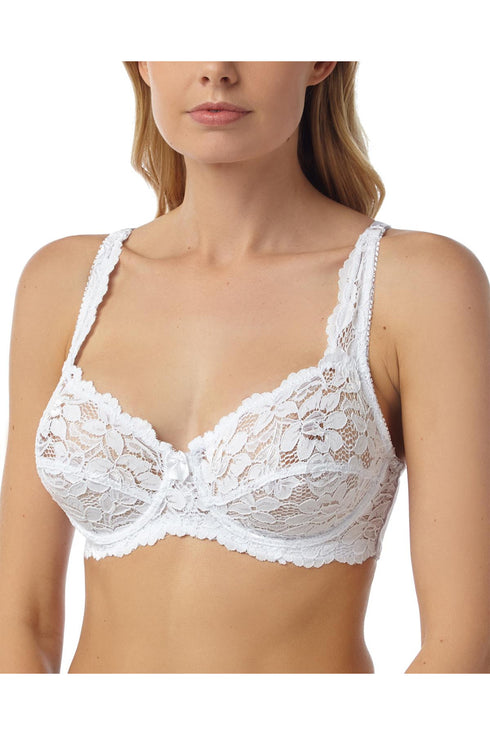 Women White Lace Full Cup Underwired Non Padded Bra