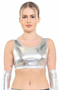 Crazy Chick Adult Shiny Metallic Silver Crop Top