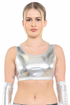 Crazy Chick Adult Shiny Metallic Silver Crop Top