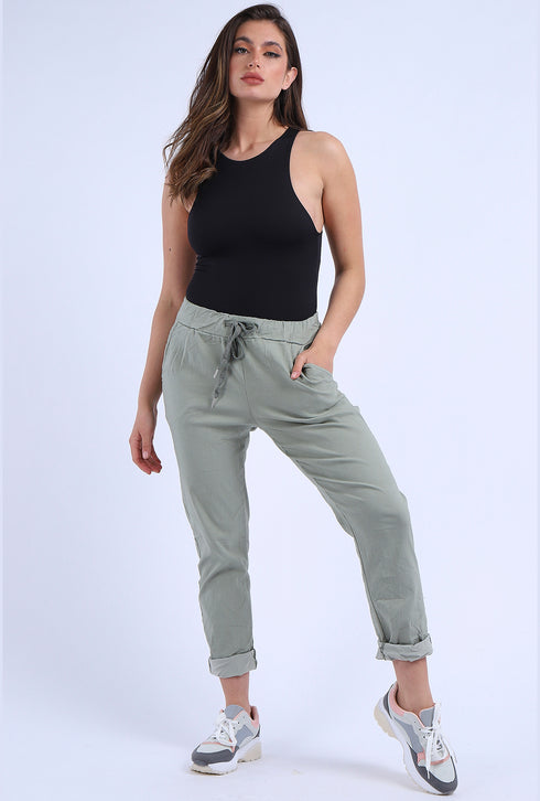 Women Plain Italian Magic Pant Summer Trousers